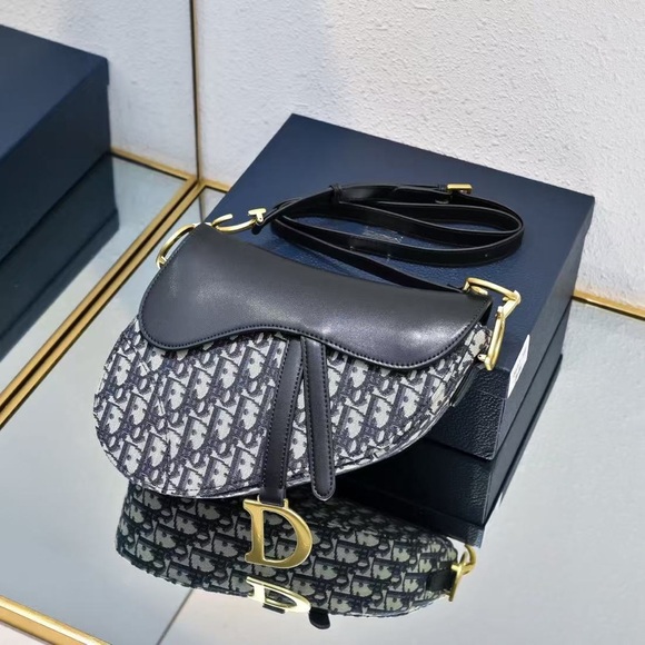 Dior Black and Gray Saddle Crossbody Bag - Picture 1 of 9